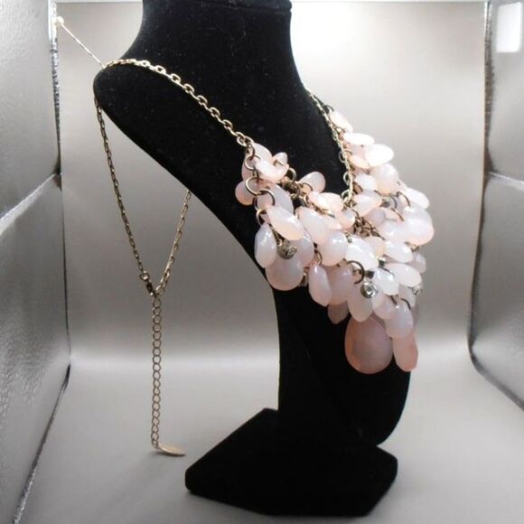 Natasha Blush Pink Statement Bib Necklace w/ Rhinestones – 22" Adjustable ✨💗 - Picture 2 of 4